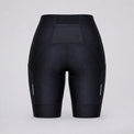 Back view of black women's road cycling shorts.