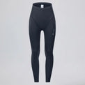 Front view of women's black thermal fleece cycling tights with side pockets.