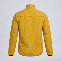 Back view of the orange men's lightweight windproof cycling jacket with reflective detail.