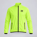 Front view of the green men's lightweight windproof cycling jacket.
