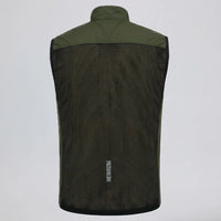 Back view of Przewalski men’s olive green cycling vest with large breathable mesh panel