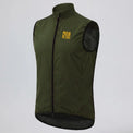 Angled front view of Przewalski men’s olive green windproof cycling vest with mesh back