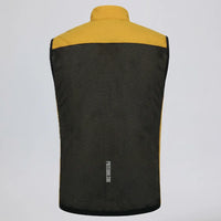 Back view of Przewalski men’s yellow cycling vest with full black breathable mesh panel