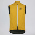 Przewalski men’s yellow windproof cycling vest, front view with full zipper and high collar
