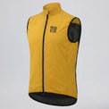 Angled front view of Przewalski men’s yellow windproof cycling vest with breathable mesh back