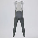 Back view of gray men's winter fleece road cycling bib tights.