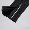 Close-up of the ankle zipper and leg gripper on men's winter thermal road cycling bib tights.