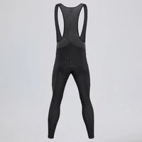 Back view of black men's winter thermal road cycling bib tights.