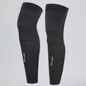 Front view of a pair of black winter cycling leg warmers.