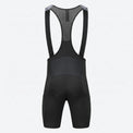 Men’s long distance cycling bib shorts rear view with mesh back, straps, and ergonomic chamois positioning