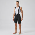 Men’s MTB Racing Bib Shorts PRO angled front view showing fit, wide straps, and compression design