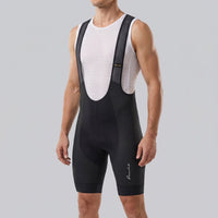 Men’s MTB Racing Bib Shorts PRO close front view showing fabric texture, wide straps, and compression fit