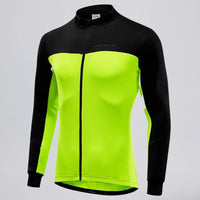 Front view of a green men's winter fleece cycling jacket.