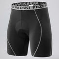 Front view of gray men's padded cycling underwear base shorts.