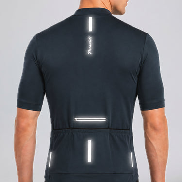 Przewalski men's cycling jersey rear view with low-light visibility details and storage pockets